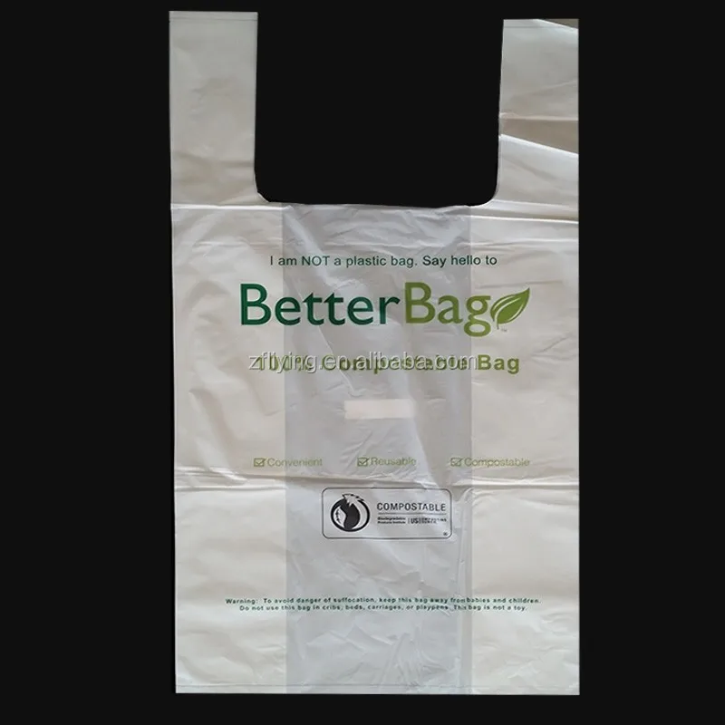 Durable Environmental Biodegradable Tote Handle Plastic Bags For