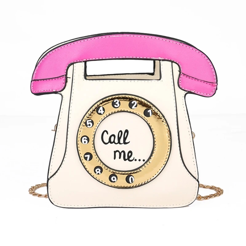 

New Arrivals Call Me Tel Cutest Purse, Telephone Chain PU handbag, As picture attached