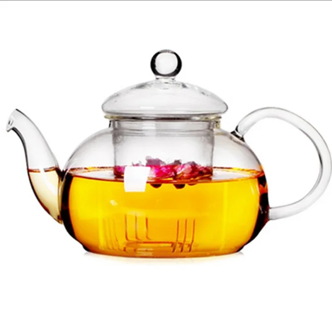 

handmade high borosilicate glass tea pot with glass lid, Transparent