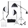 Photography Studio Lighting Softbox Muslin Backdrop Stand Kit with Three 60cm Softbox Stand Bulbs Carrying Bag