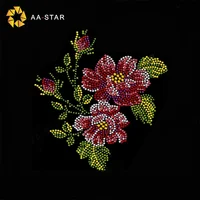 

Custom lifelike hot fix rhinestone motif flower for dresses