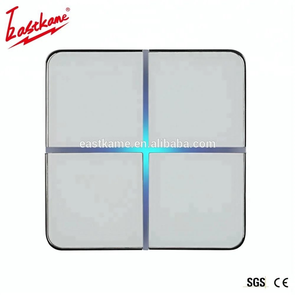 Thin White 2 Gang Crystal Glass Panel Switch 433mhz Wifi