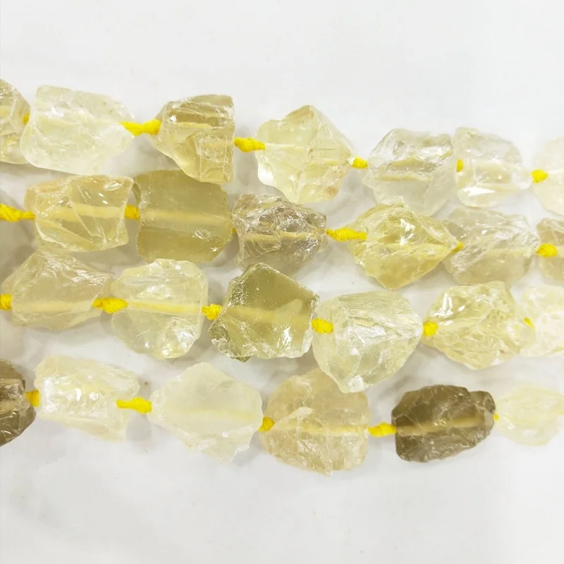 

Lemon Quartz lump gemstone strands natural nuggets crystal beads rough full strand 15.5" raw stone bead for jewelry making, Beige