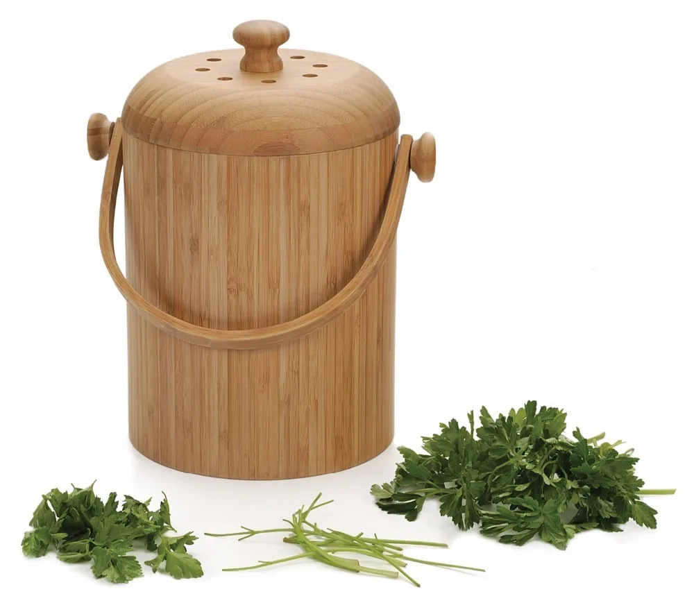 

Bamboo Compost Pail, 3-Quart, Any color