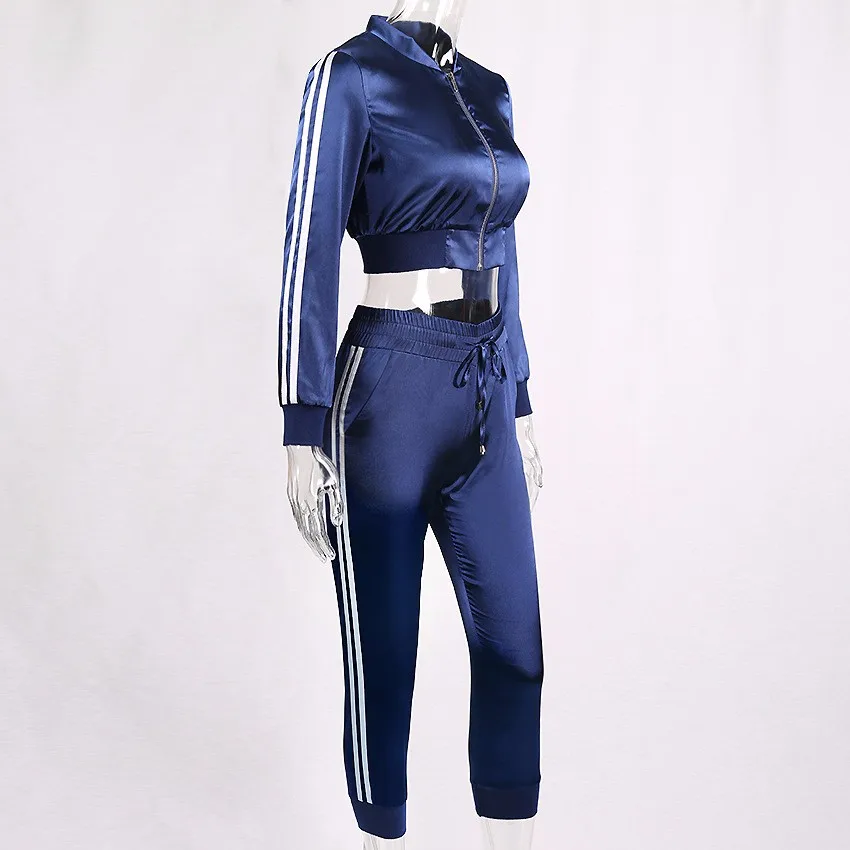 Wholesale High Quality Latest Design Custom Oem Slim Fit Satin Tracksuits Womens Silk Tracksuit