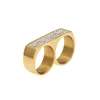 Fashionable Rock Style Hiphop Nightclub Men Crystal Double Hole Rings