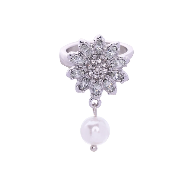 

jz00242c New 2019 Jeweled Heart Floral Ring Pearl Dangler Fall Fashion Women