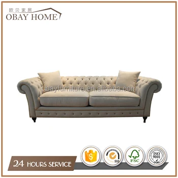 French Traditional Fabric Sofa On Tufted Upholstery Linen French Traditional Fabric Sofa On Tufted Upholstery Linen