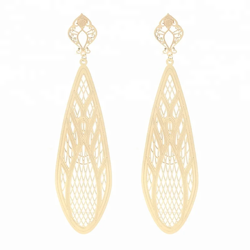 

9 g High Quality Latest Fashion Large Gold Mesh Dangle Statement Earrings