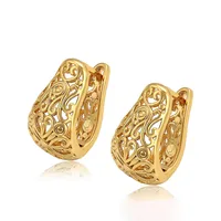 

98421 xuping manufacturer charming hoop environmental copper 24k gold plated shaped fashion unique women hoop earrings