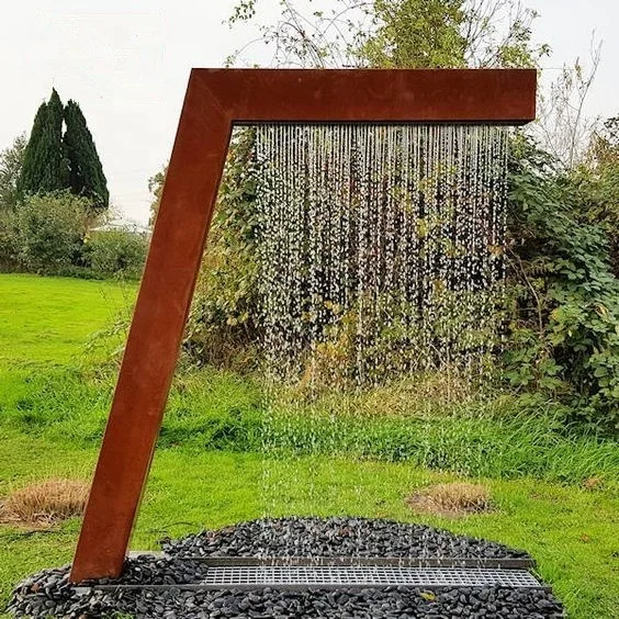 

2019 new trend garden furniture rain curtain water features, Rust red or painting