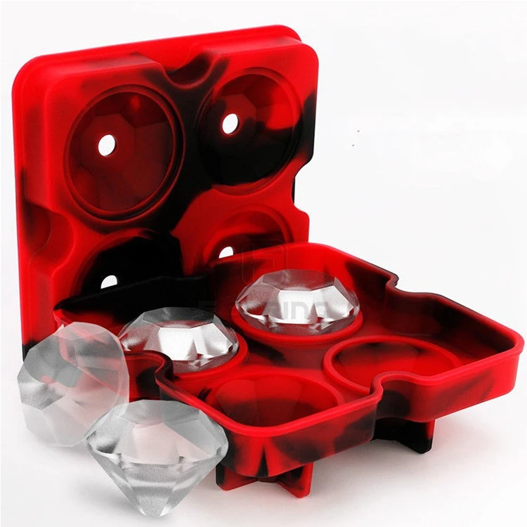 
Factory Provide Directly Customized Logo Diamond Novelty Mini Ice Cube Trays Silicon Set of 2 