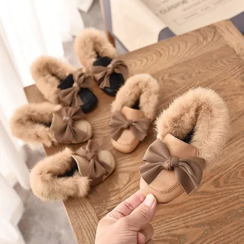 2019 New Kids Girls Fur Shoes Spring 