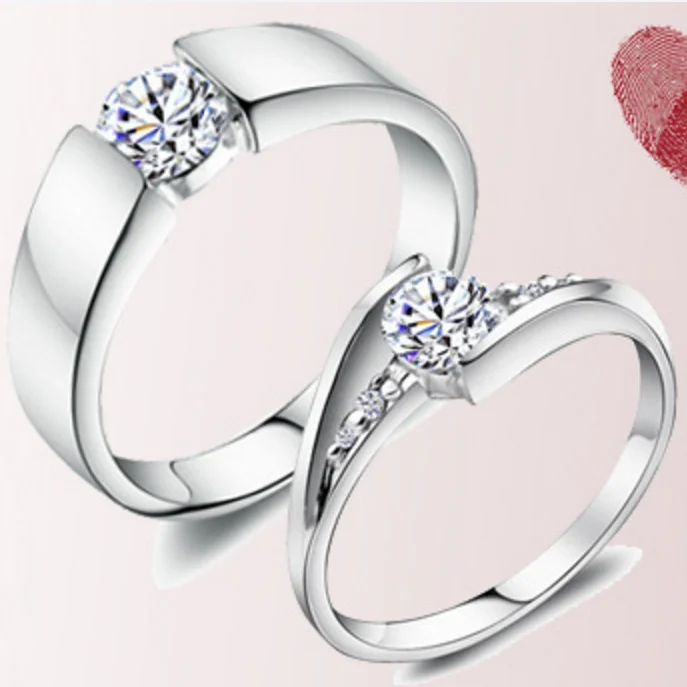 

Wedding ring platinum plated Romantic CZ couple rings silver wedding ring free shipping, N/a