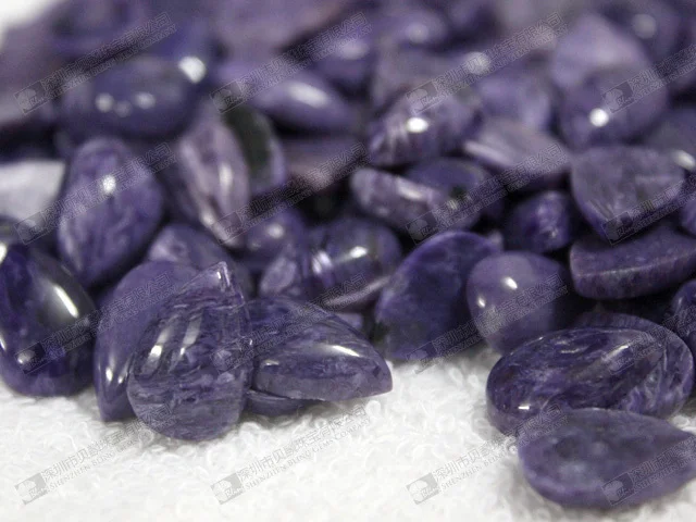 Natural semi precious stone natural charoite 10x14mm pear cabochons (60).jpg