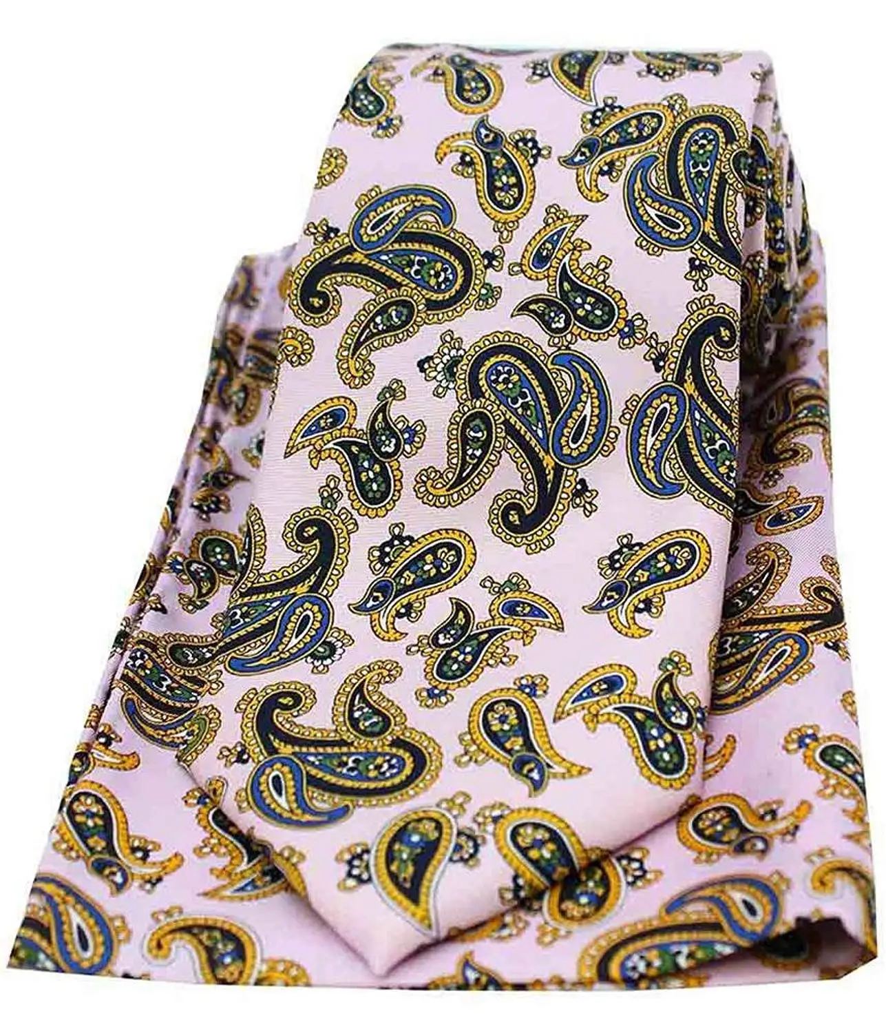 Pink Michelsons of London Mens Bright Paisley Silk Pocket Square