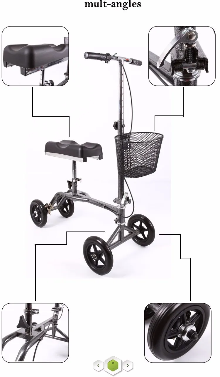 Economy Lightweight Rolling Scooter Turning Knee Crutch Knee Walker