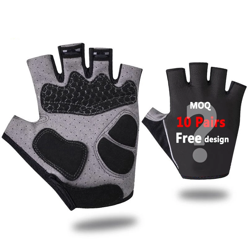 

YKYWBIKE half finger anti-slip mittens racing motorcycle sport road custom cycling gloves bike gloves, Black and gray cycling gloves