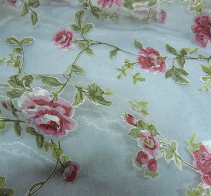 
Soft fashion print wedding dress organza fabric 