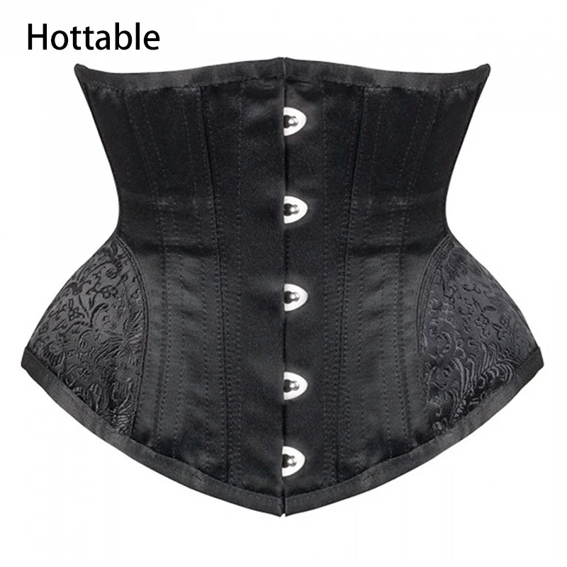 

2018 Sexy Gothic Lingerie Bustiers Black Satin Embroidered Corset PLASTIC bone Underbust, N/a