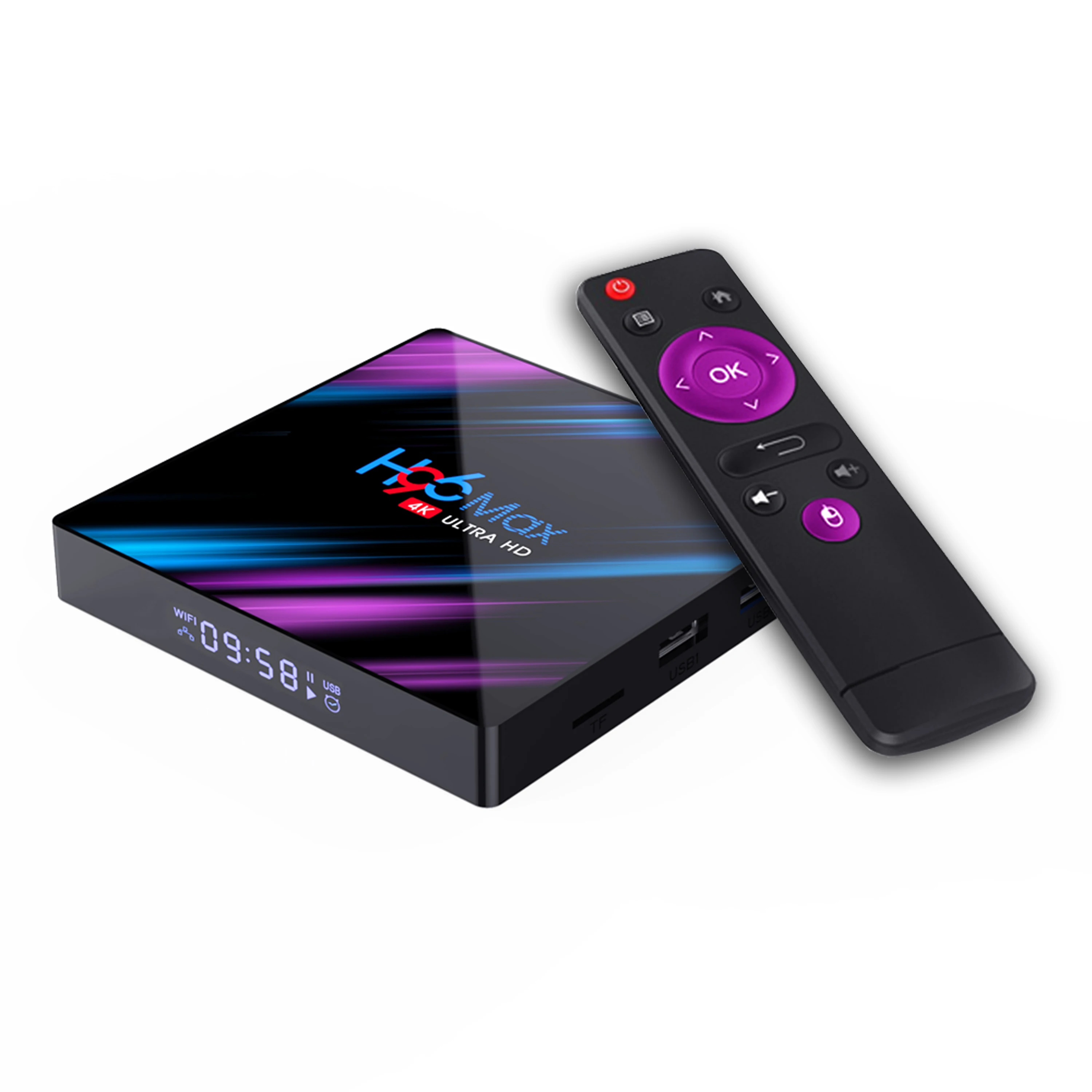 

H96 Max Plus 4gb 64gb Android Tv Box 9.0 Smart TVBox RK3318 2.4G/5Ghz Wifi HDR 4K H.265 H96MAX Media Player Set Top Box, Black