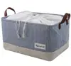Collapsible Garment Storage Organizer Basket, Natural Breathable Cotton Fabric, Ideal for Cosmetic/Books/CDs/ Magazines. Blue