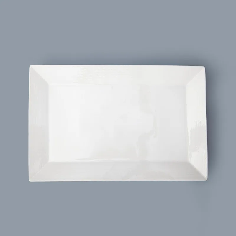 product-Two Eight-chaozhou white banquet rectangular platedinner plates for morden restaurant europe