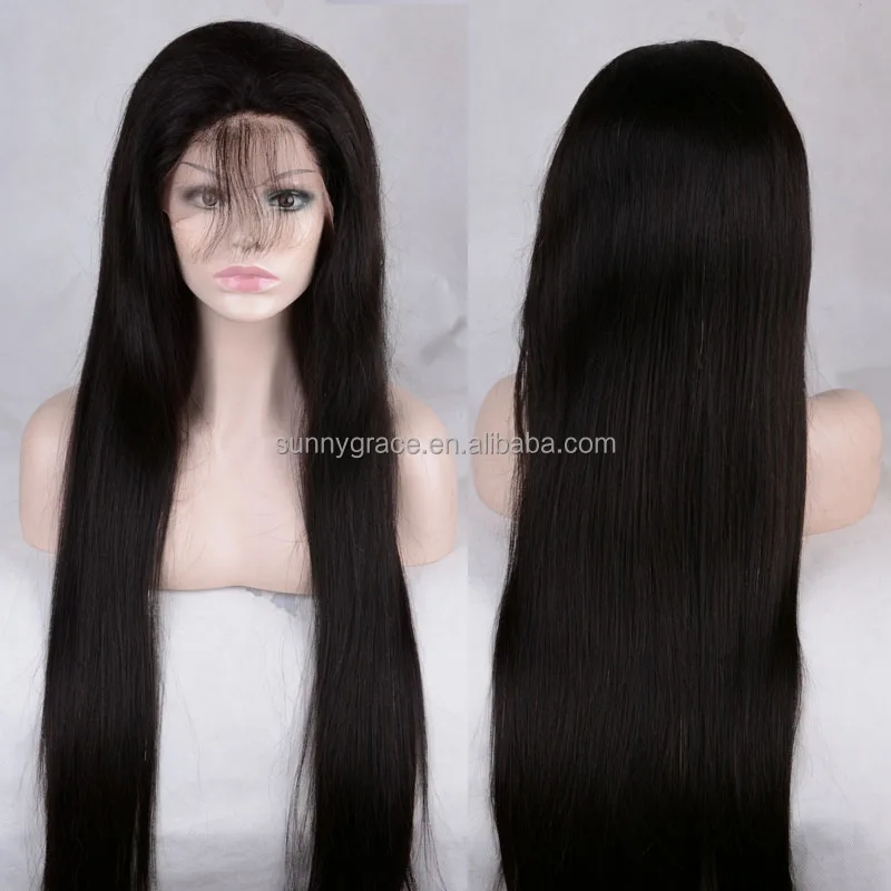 

China manufacturer wholesale cheap 100% virgin black women straight brazilian human hair lace front wig, N/a