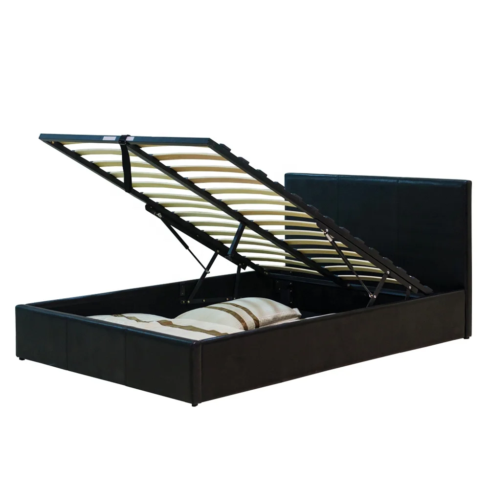 
Black PU PVC modern soft lift up storage latest bed designs 