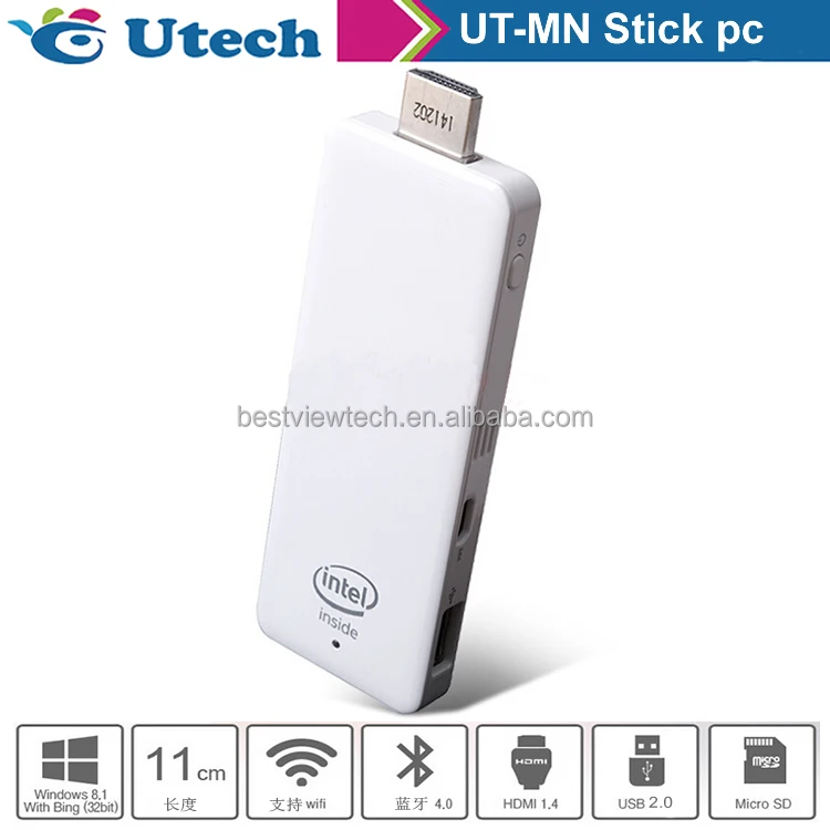 

New Mini PC T02 dual os Win10 OR UBUNTU update win10 Quad Core Intel Atom Z3735F smart Stick PC Mini PC, Black