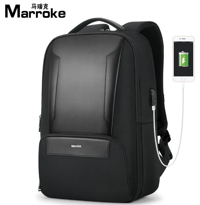 

2020 new arrival marroke anti theft backpack with usb charger wholesale mens laptop bag, Black