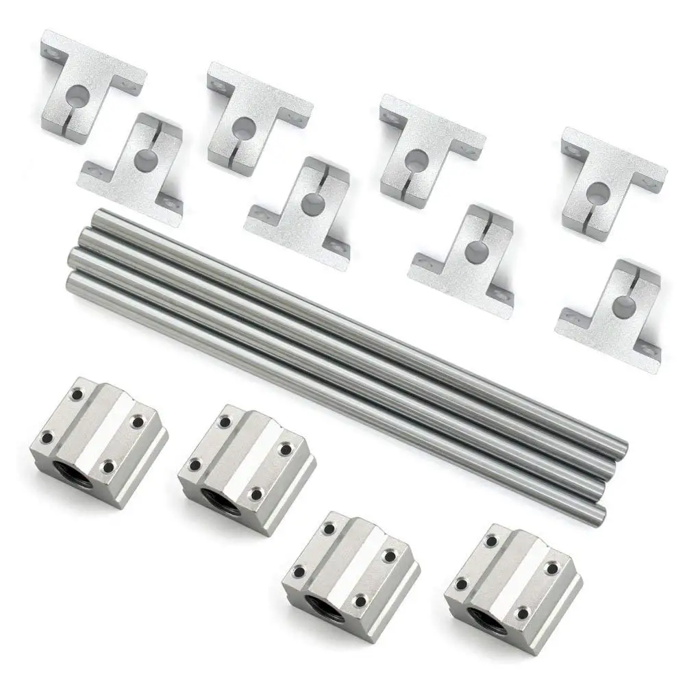 Bearing& Support,Ideaker Horizontal 8mm Dia Linear Motion Ball Bearing Slide Bushing &200mm Linear Shaft Optical Axis with Rod Rail Support Set of 16