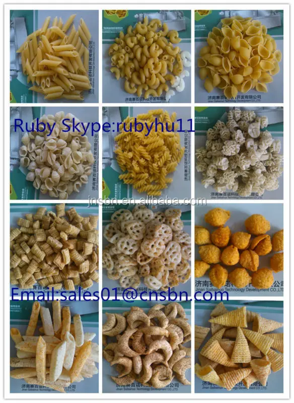Fried Bugle snack food making machine/pellet chip processing line with 120kg/h