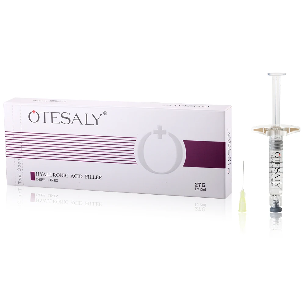 

OTESALY 2ml Injectable BDDE Cross Linked Hyaluronic Acid Dermal Filler for Anti Wrinkles, Transparent