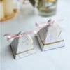 New Europe Triangular Pyramid Style Gift Box Wedding Favors Marble Paper Candy Box for Wedding Chocolate Candy Gift