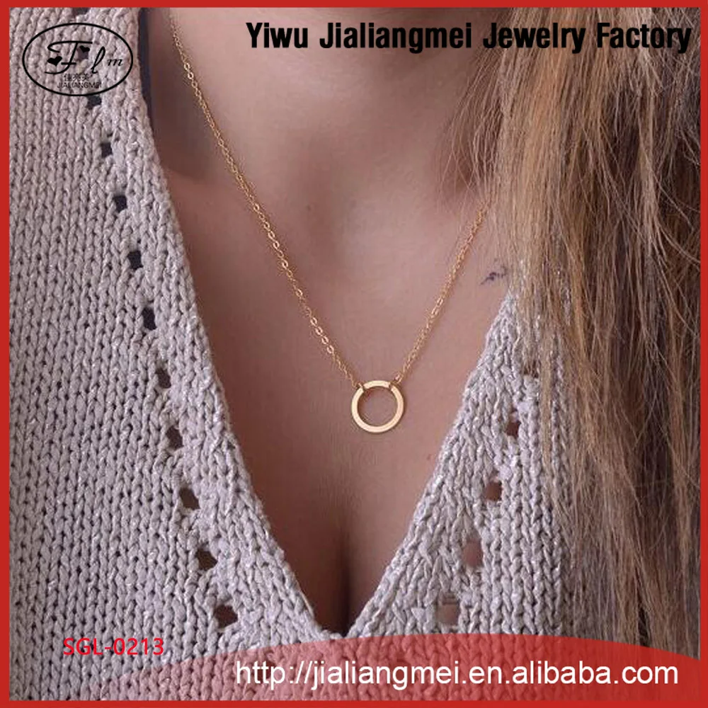 

Factory wholesale fashion simple metal circle necklace Collarbone chain