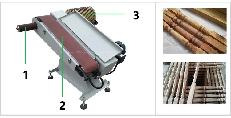 Manual One Double Head Brush Roller Sanding Machine For Curved Shape Wood