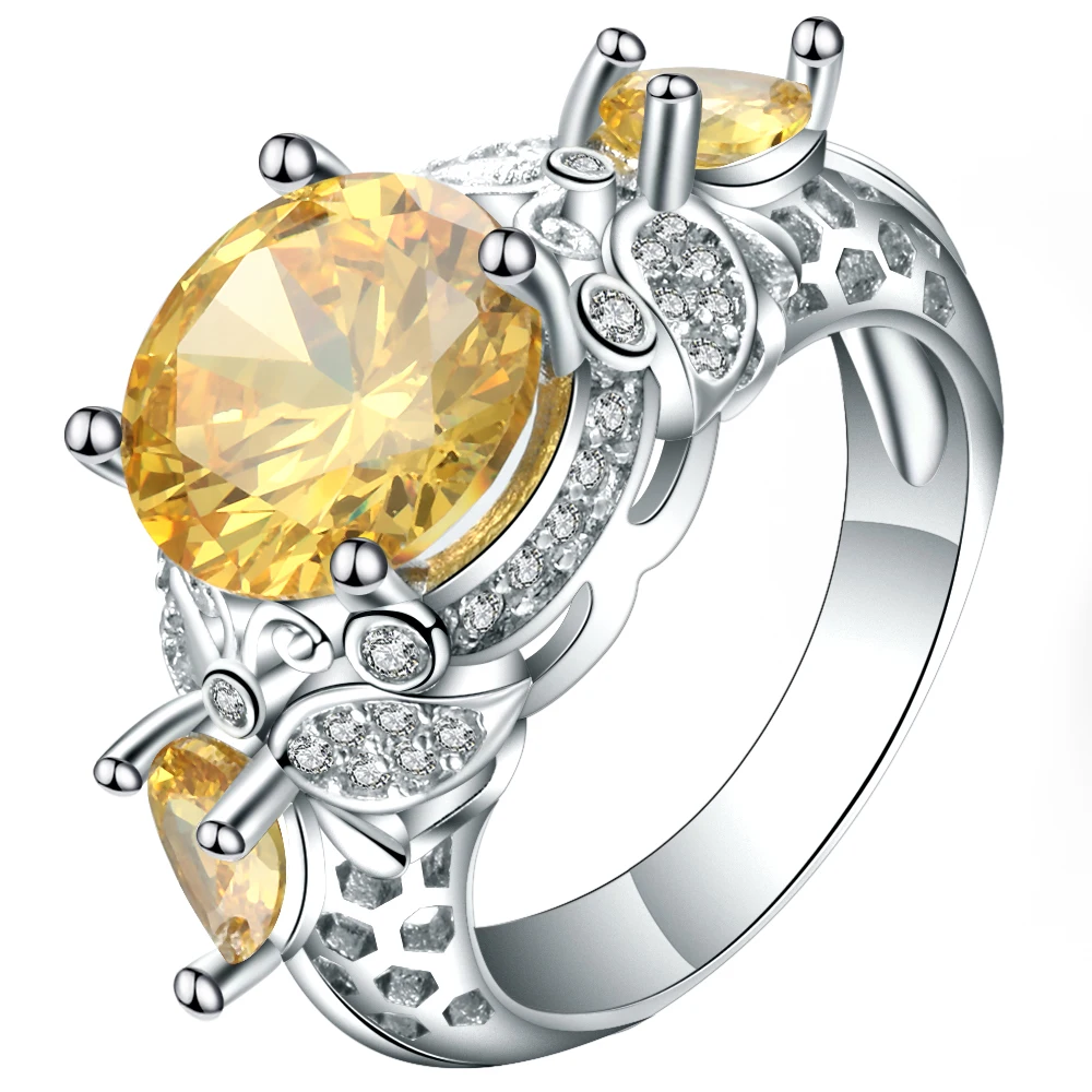 

Fancy women fashion noble graceful yellow stone for women engagement rings