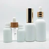 30ml white luxury bamboo cosmetic packaging glass dropper bottle