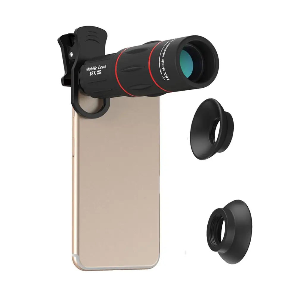 

Universal 18x Zoom Mobile Phone Telephoto Lens Telescope For Smart Phone, Black