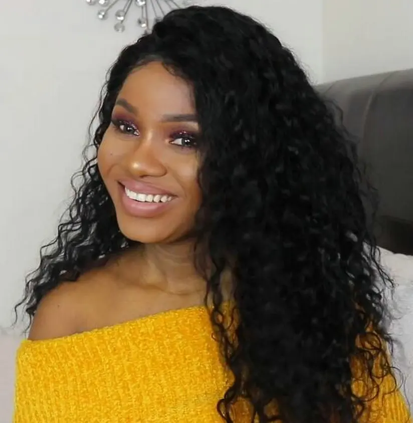 Glueless 10a Full Lace Kinky Curly Wig Human Hair For Black Women