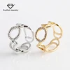 2016 Latest Design Romantic Jewellery Gold Plated Lovers Ring circle five-pointed star Crystal Rhinestone Ring