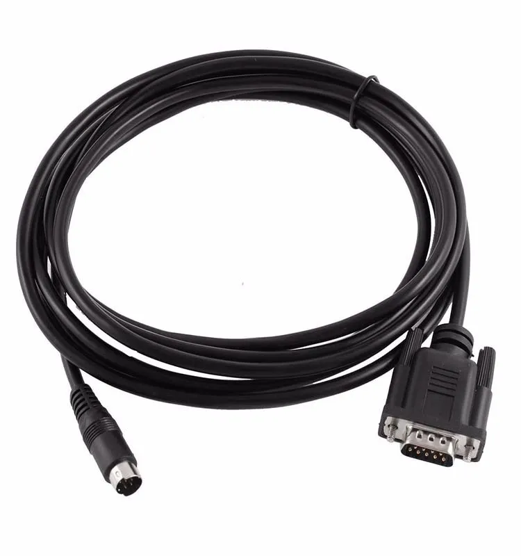 RS232 DB9 to Min Din 8P PLC Programming Cable 10Ft 3 Meters Black 