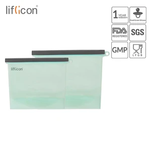 Image of Reusable Silicone Food Storage Bags with 2 pcs in 1 bag
