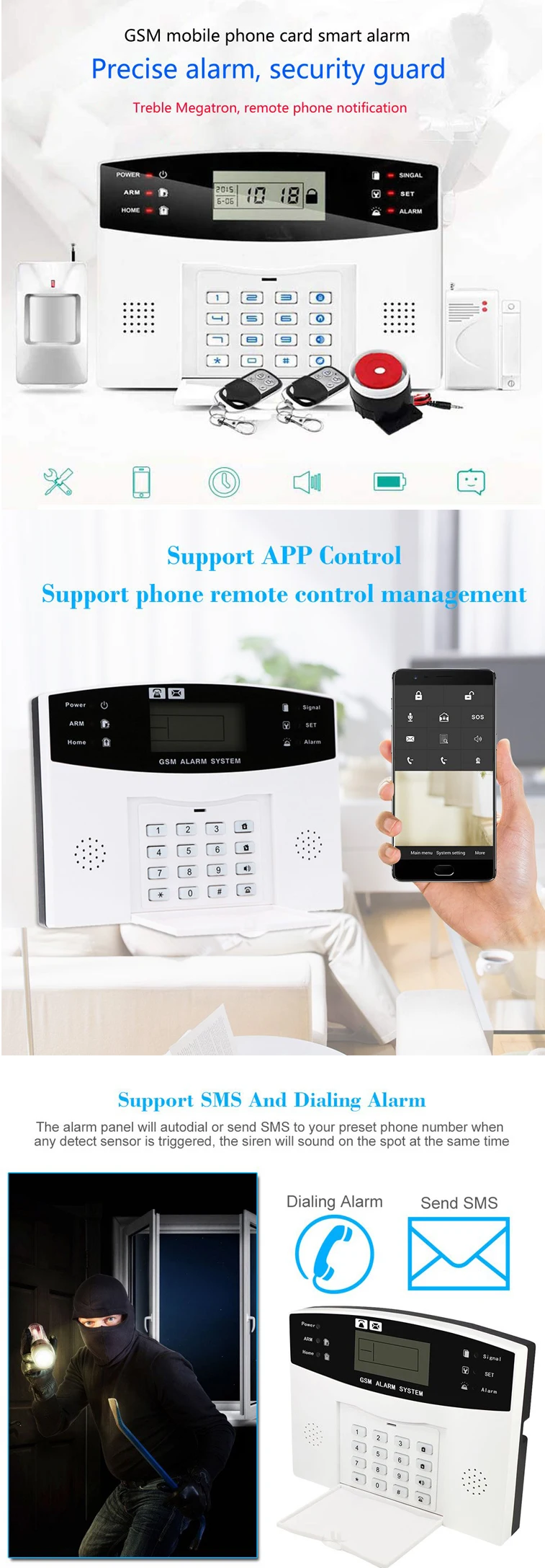 Shenzhen Hot Selling Smart Wireless Home Burglar Security Gsm Alarm
