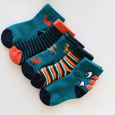 

Spring Kids Young Boys Socks Cotton Children With Designer Cute 3D Tube Cartoon Tube Dinosaur Socks