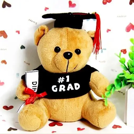 

1pcs 20cm plush doctor Dr. Bear learn to read Bear Hat plush toy doll Graduation Gift Plush Doctorial hat Bear