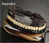 4 PCS/SET Punk Turkish Wing Bracelets for Women Men Beads Wristband Cuff Leather Bracelet Ethnic Vintage Jewelry