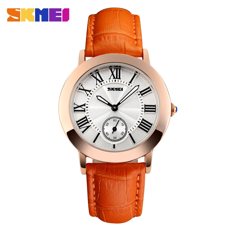 

SKMEI 1083 Retro Leather Strap Watches for Women Casual Lady Quartz Wristwatch, 4 color for choice