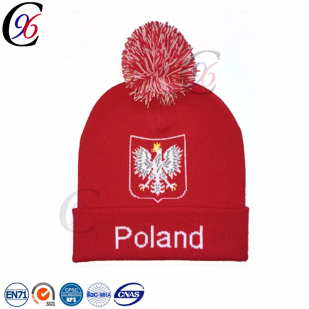 Chengxing wholesale custom funny children cheap fashion printed plain beanie winter sports ski crochet knitted toque 